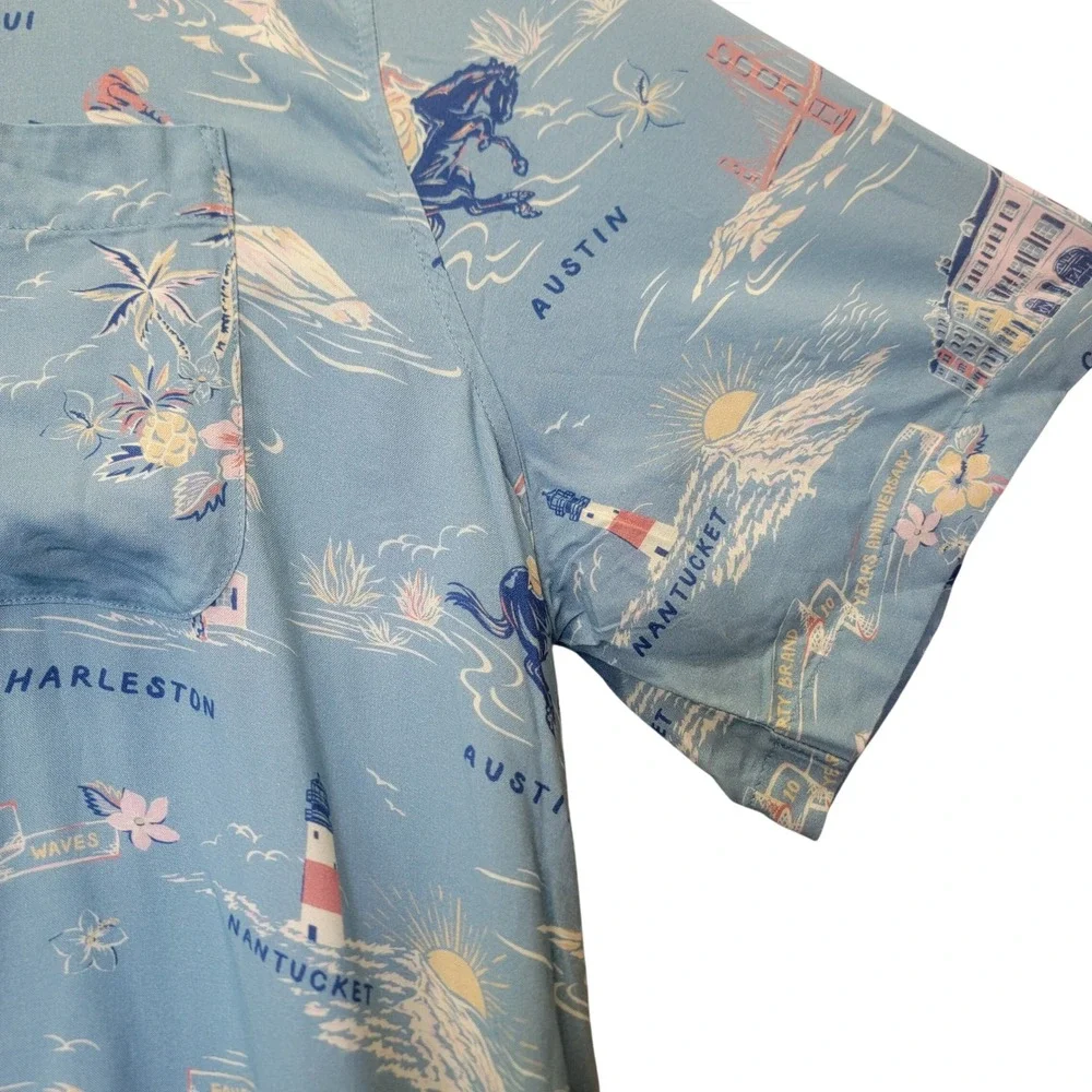 NEW Faherty Kona Camp Limited Tour Print Shirt Viscose Men XXL Resort Wear Beach